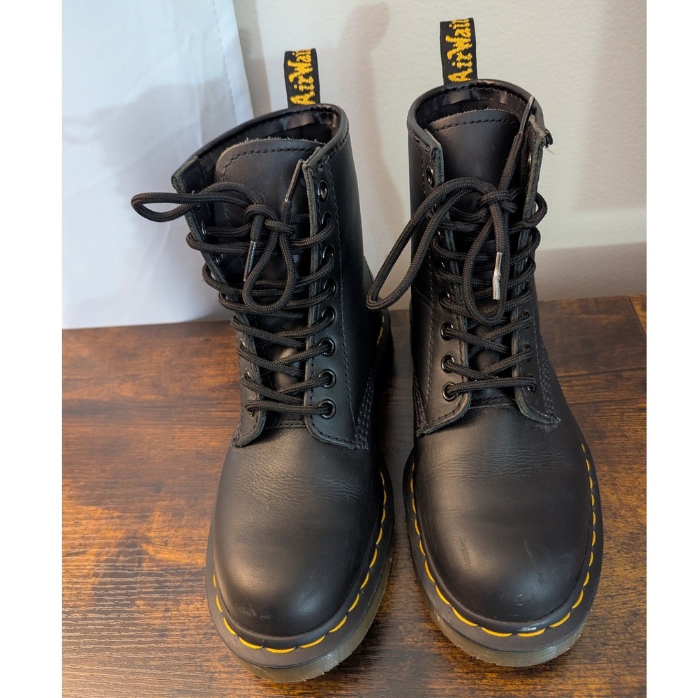 Dr. Martens Work 1460 Black Leather Slip Resistant Safety Boots US L 7 M 6 - Picture 3 of 7